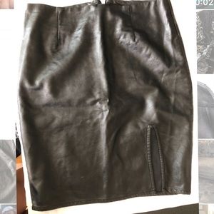 Faux Leather mini skirt with a slit